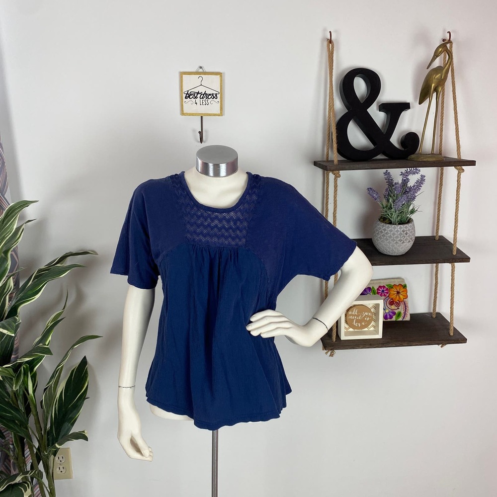 Madewell Navy Blue Lace Inset Blouse